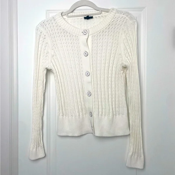 TALBOTS- TEXTURED CREWNECK CARDIGAN - Picture 2 of 6